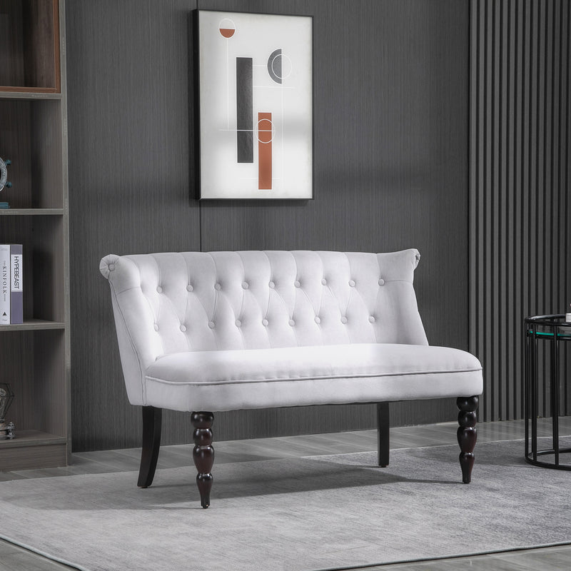 Compact 2 Seater Loveseat Sofa with Wooden Frame for Bedroom or Lounge, Grey