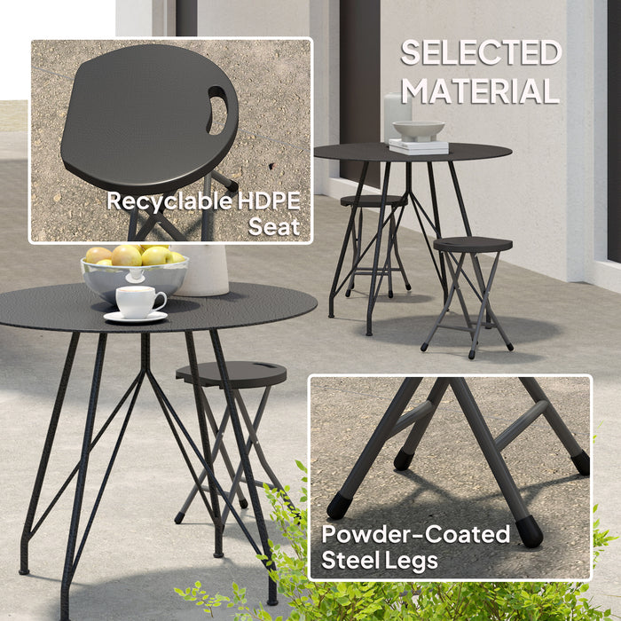 Set of Four Charcoal Grey Folding Carry Stools Lightweight and Portable by Outsunny
