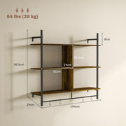 Three Tier Floating Wall Shelf Brown and Black Wood Finish by HOMCOM