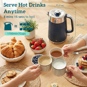 Kettle and Toaster Set for Fast Breakfasts and Hot Drinks Dark Blue and Silver AOSOM