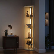 Corner Floor Lamp with LED Lights 5 Shelves for Home Storage Grey Homcom