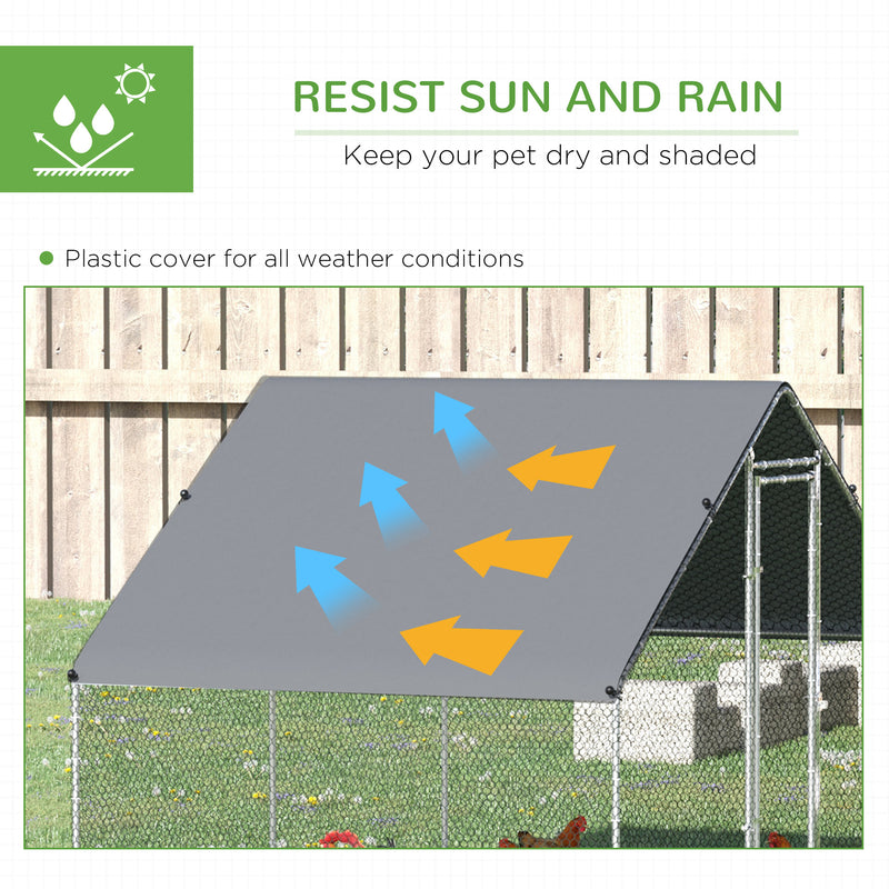 Large Walk In Chicken Run with Activity Shelf and Weatherproof Cover for Outdoor Use Green