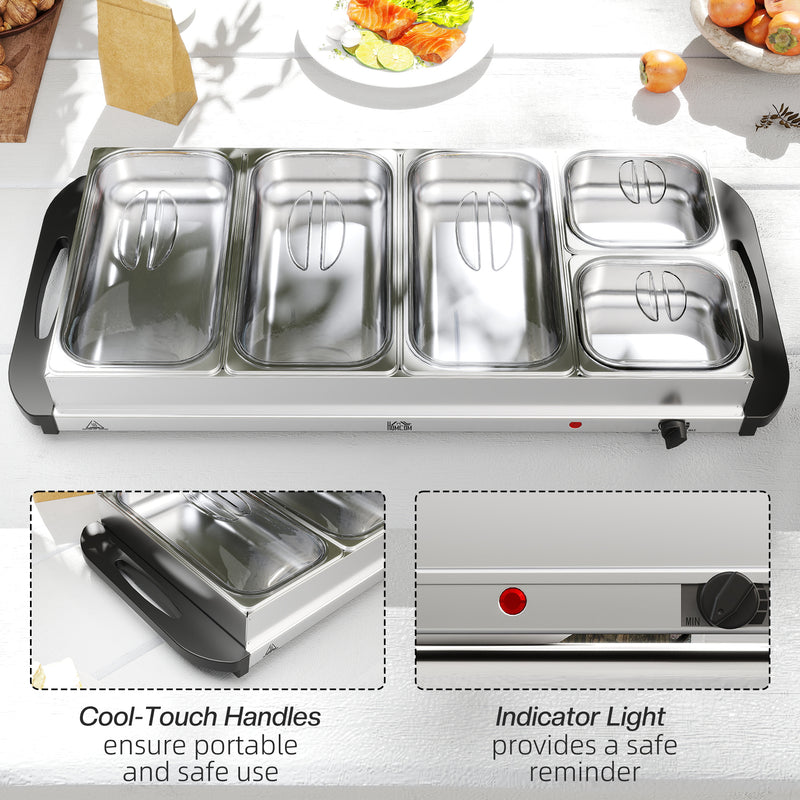 Electric Buffet Warmer with 5 Trays and Adjustable Heat Ideal for Parties and Events