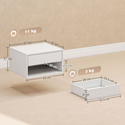 Floating Bedside Tables Set of 2 with Drawer and Shelf for Space Saving Bedroom Storage White AOSOM