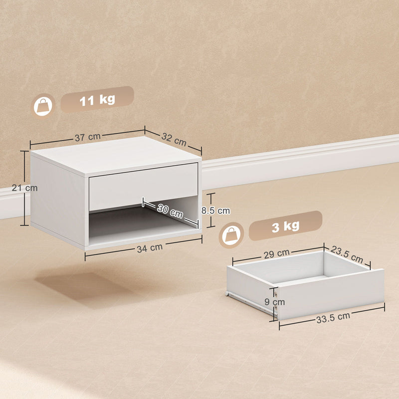 Floating Bedside Tables, White