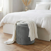 Ottoman Storage Bench with Reversible Table Lid and Hidden Compartment Grey AOSOM