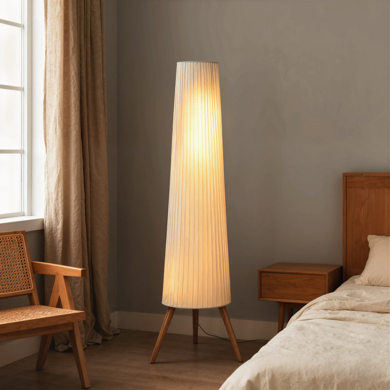 Dimmable Tripod Floor Lamp with Foot Switch for Living Room and Bedroom Lighting White AOSOM