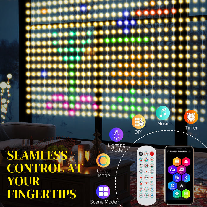 LED Curtain Fairy Lights 3x3m with Remote App Control 400 RGBIC Colour Changing by HOMCOM