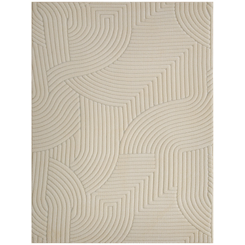 Jacquard Rug with Thick Foam Padding and Non Slip Backing for Busy Homes Cream AOSOM