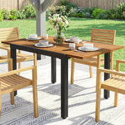 Extendable Garden Dining Table Ready Assembled for Easy Outdoor Hosting Natural Black Outsunny