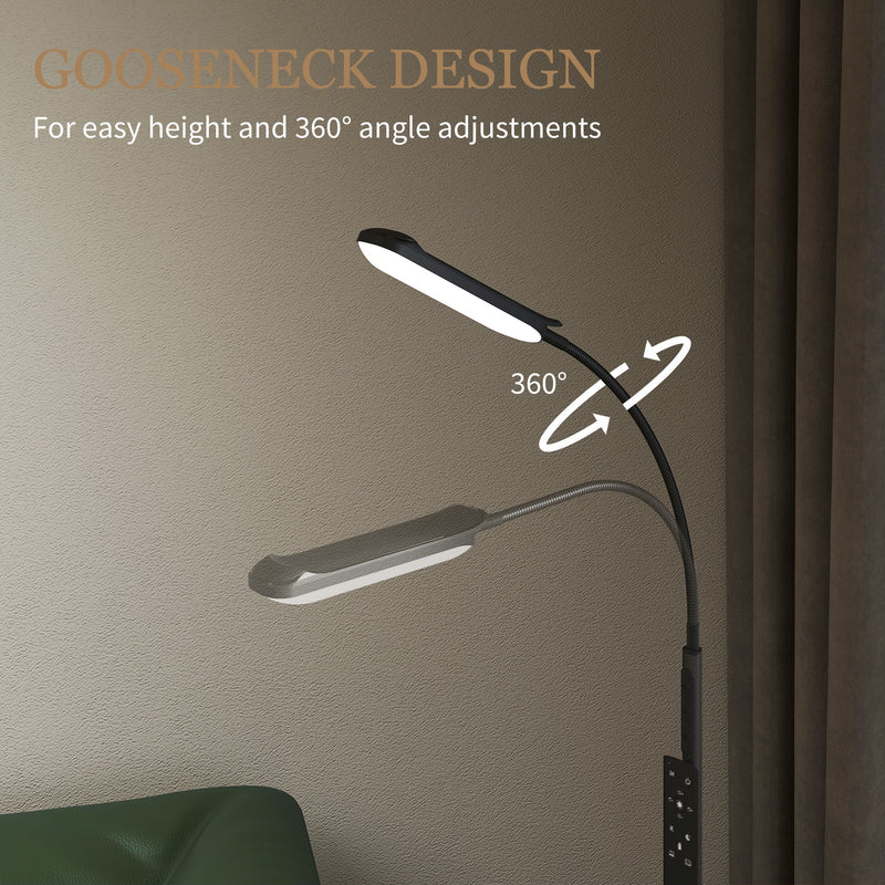Black LED Floor Lamp With Remote Touch Control and Adjustable Brightness For Living Room AOSOM