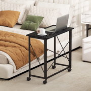 Black 80cm Folding Desk on Wheels for Home Office or Study Space Saving Design