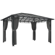 3x4m Garden Gazebo with Polycarbonate Hardtop Roof for Year Round Shelter and Privacy Dark Grey Outsunny