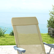 Set of 2 Beige Sun Lounger Chairs with 5 Position Adjustable Backs for Garden Relaxation