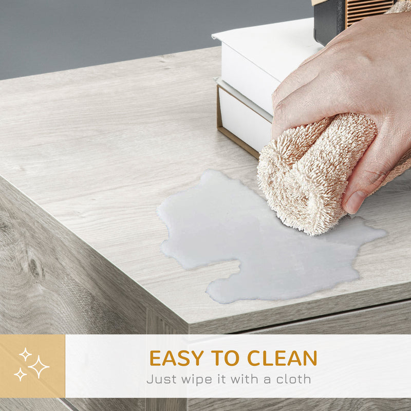 Dog Crate End Table with Two Doors and Storage Drawer for Medium Dogs Grey