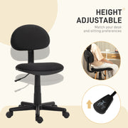 Compact Armless Office Chair with Swivel Base Ideal for Home or Study Desk, Black