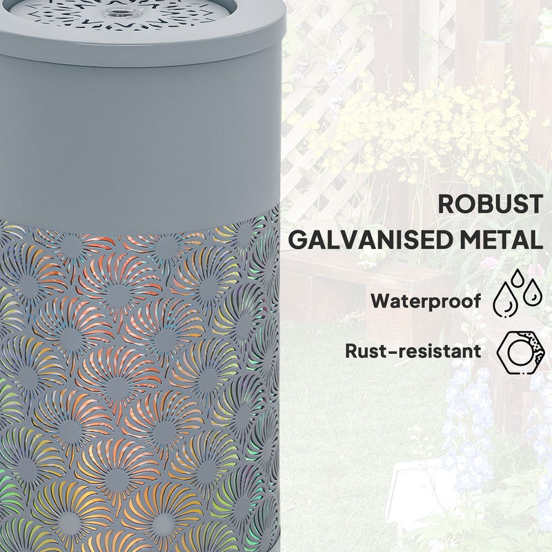 Light Grey Garden Water Fountain with LED Lights Adjustable Flow 30 cm Indoor Outdoor by Outsunny