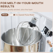 White 1400W Stand Mixer 5L with 6 Speeds Dough Hook Whisk and Splash Guard by HOMCOM