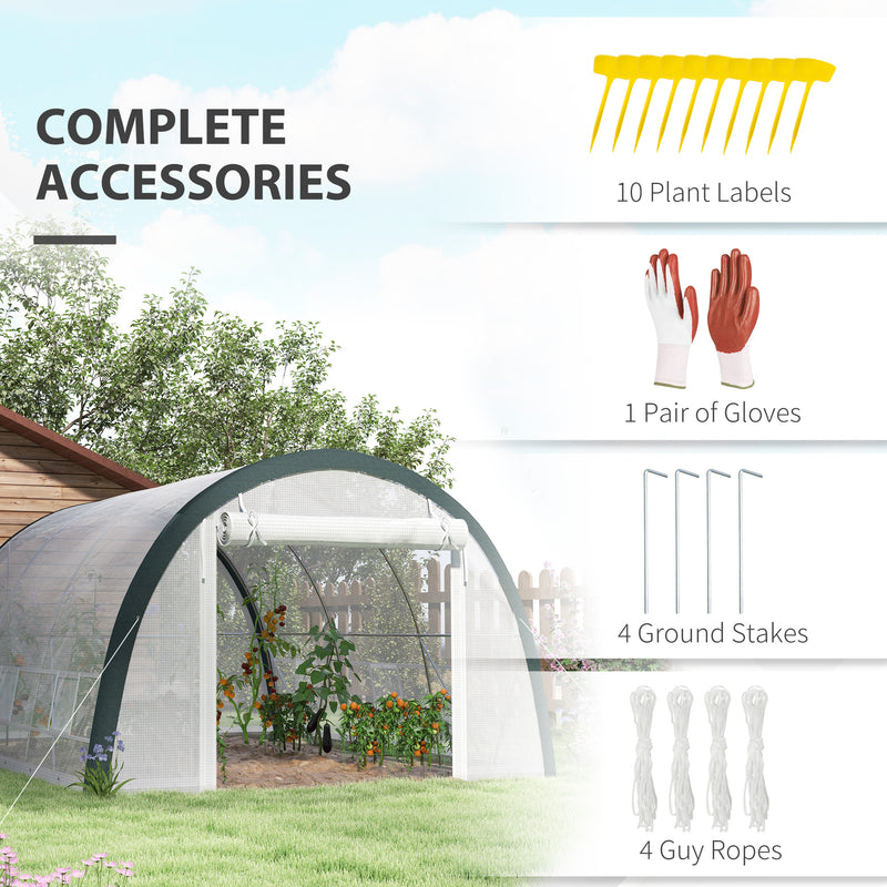 White 4x3m Walk In Tunnel Greenhouse with Steel Frame by Outsunny
