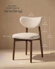 Dimensions diagram showing chair width, depth, height and seat height