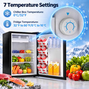 Temperature dial with 7 settings for the fridge and chiller box