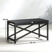 Rattan Garden Side Table with Sturdy Metal Frame for Outdoor Drinks and Snacks Black Outsunny
