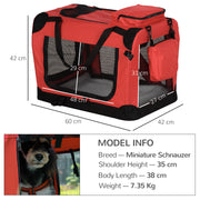 Foldable Soft Pet Carrier for Small Dogs and Cats with Mesh Windows and Storage Bags, Red