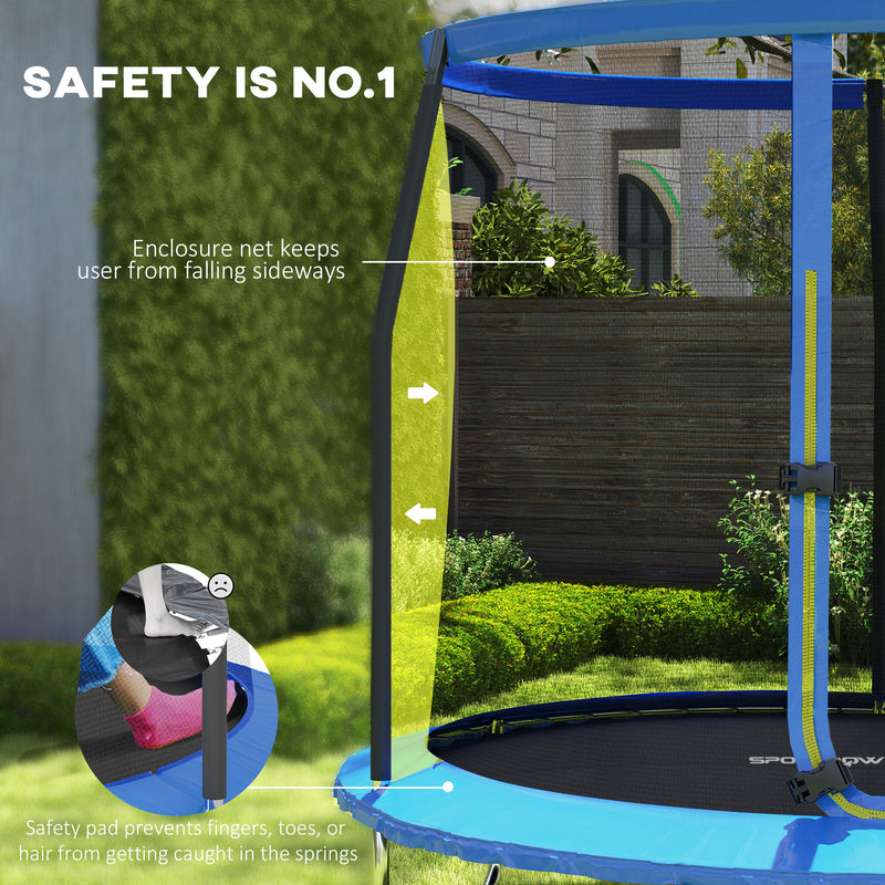 8ft Outdoor Trampoline with Safety Net and Padded Edge Cover by SPORTNOW AOSOM