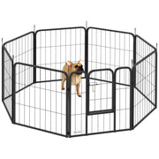 8 Panel Heavy Duty Dog Playpen With Door for Small Dogs 60cm High Indoor Outdoor by PawHut