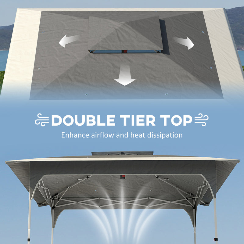 Pop Up Garden Gazebo with Double Tier Roof for Sun Protection and Easy Setup Dark Grey