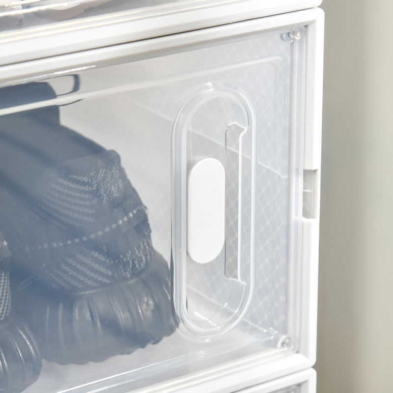 8 Piece Clear Plastic Stackable Shoe Storage Boxes with Magnetic Doors for UK EU Size 8.5 by HOMCOM
