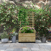 Natural Wooden Raised Planter With Trellis Back Ideal For Climbing Plants And Herbs