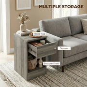 Bedside Tables Set of 2 Slim Storage Drawers for Small Bedrooms or Living Rooms Grey AOSOM