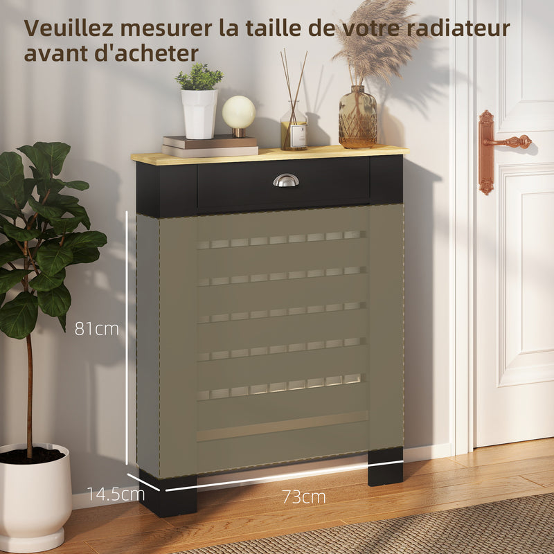 Radiator Cover with Storage Drawer for Safe Hallway Heating Black Wood Effect Homcom