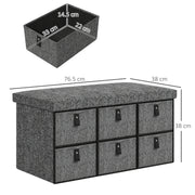 Shoe Storage Bench with 6 Drawers and Padded Seat Ideal for Hallway or Entryway Dark Grey