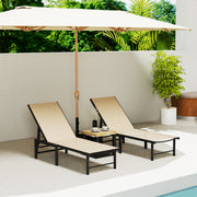 Set of 2 Adjustable Reclining Sun Loungers in Khaki For Outdoor Comfort by Outsunny