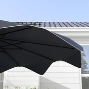 Dark Grey 3m Solar Garden Parasol with LED Lights and Tilt for Outdoor Patio Shade