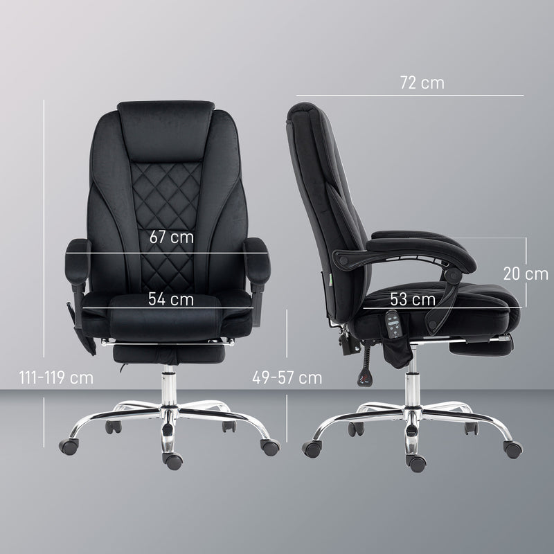 Heated Reclining Office Chair with Massage and Footrest for Home or Work Use, Black