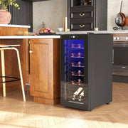 Freestanding Wine Cooler 18 Bottle Capacity With Digital Touch Control And LED Light Black