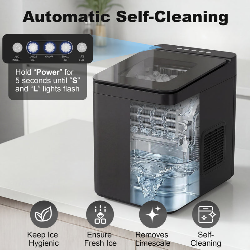Ice Maker for Quick Chilled Drinks with 2 Ice Sizes and Touchscreen Control Black Homcom