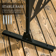 Black Metal Freestanding Privacy Screen 6.5FT Leaf Design for Garden Patio Pool by Outsunny