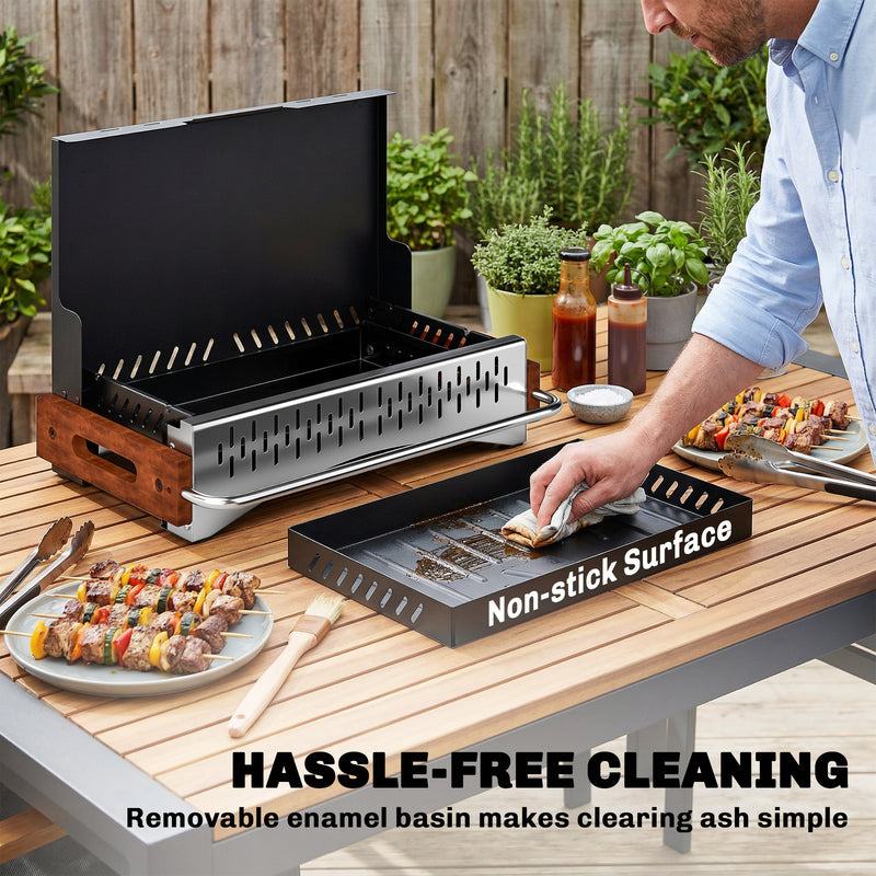 Portable Charcoal BBQ Grill for Easy Outdoor Cooking and Quick Setup Black AOSOM