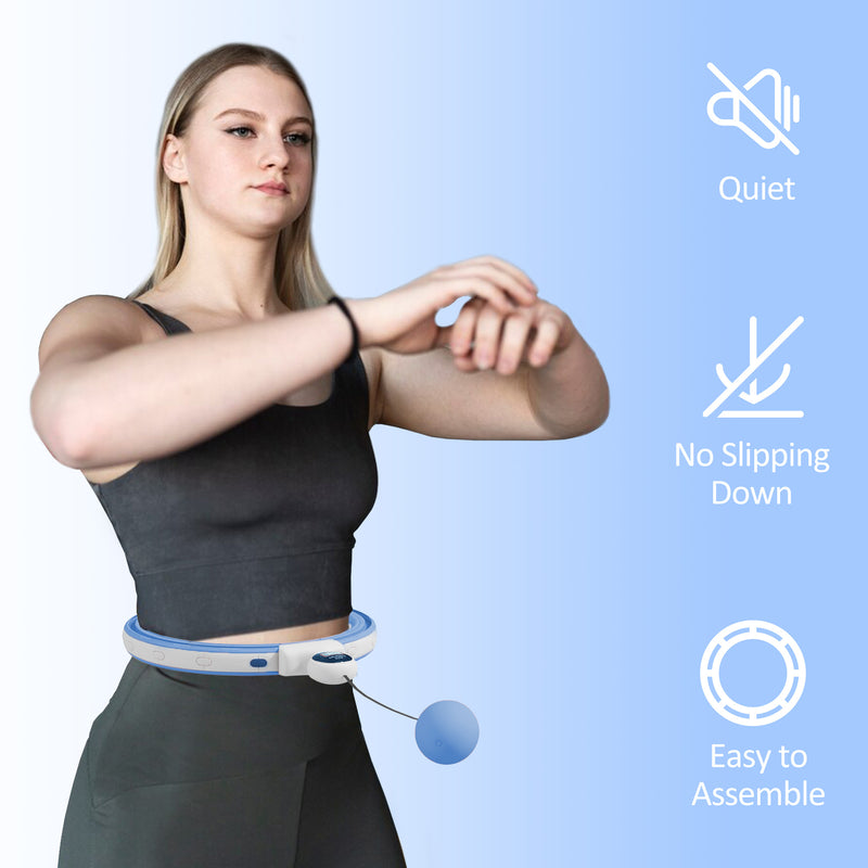 Smart Weighted Hula Hoop Light Blue With 16 Detachable Knots And Digital Calorie Counter AOSOM