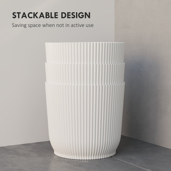 Set of Three White 22cm Planters for Indoor and Outdoor Use by Outsunny