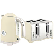Retro Kettle and Toaster Set 3000W Fast Boil and Even Toasting Ideal for Breakfast Cream