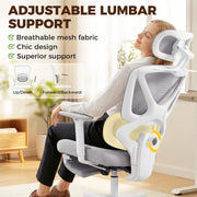 Ergonomic Office Chair with Adjustable Support and Mesh Back for Home Working Grey Homcom