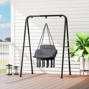 Dark Grey Hanging Hammock Chair with Soft Cushion Cotton Rope Boho Swing Seat by Outsunny