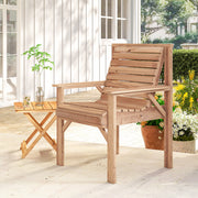 Garden Chair for Relaxing Outdoors with Curved Seat and Water Resistant Fir Wood Natural Finish Outsunny