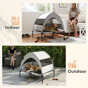 Portable Elevated Dog Bed with Canopy Cooling Raised Pet Cot for Medium to Large Dogs