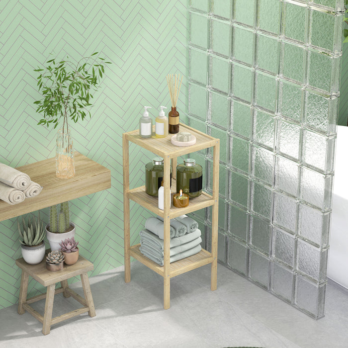 Three Tier Bamboo Bathroom Storage Shelf Natural Finish by HOMCOM